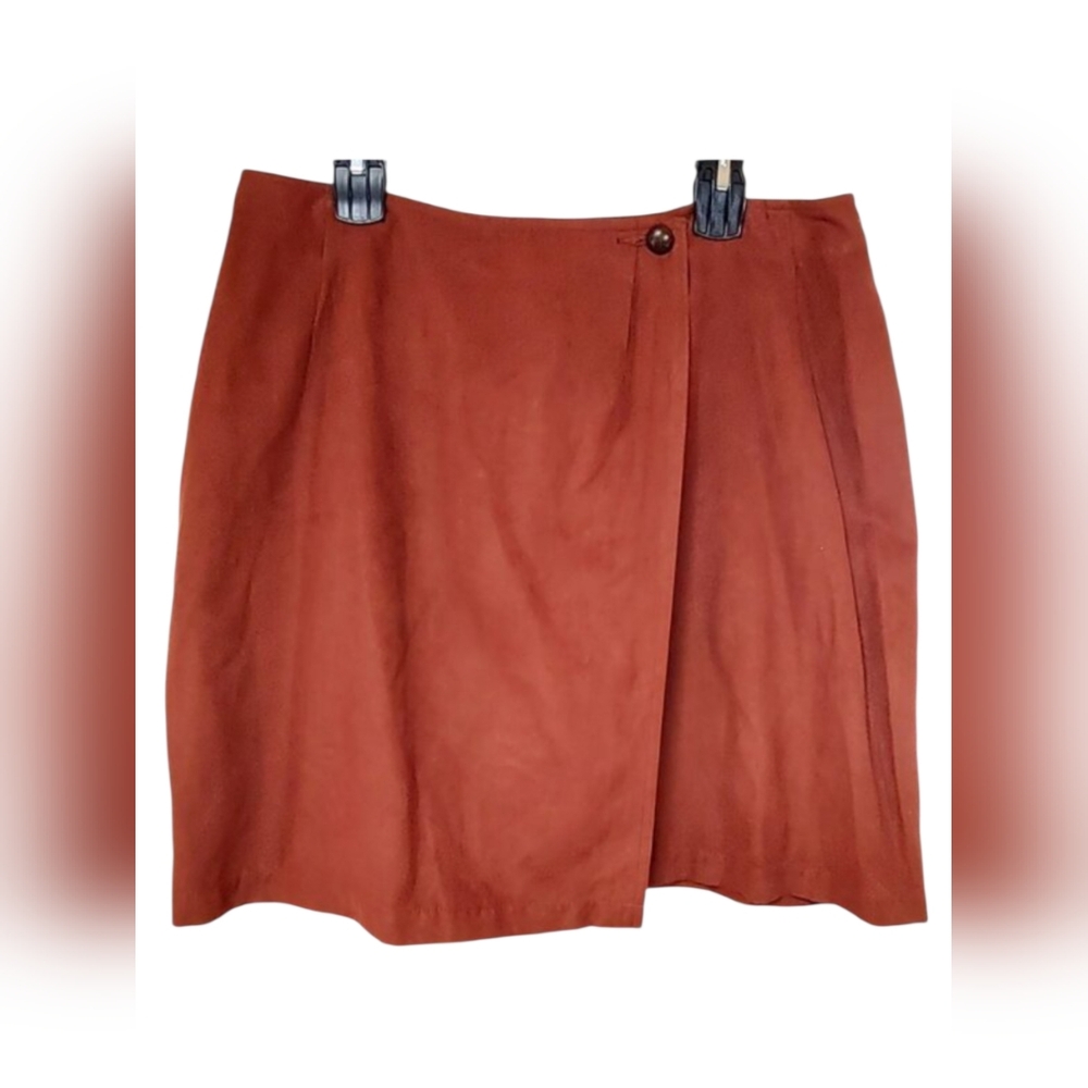 Lizsport Womens Red Preppy Wrap Skirt Side Button Closure Polyester Size 14